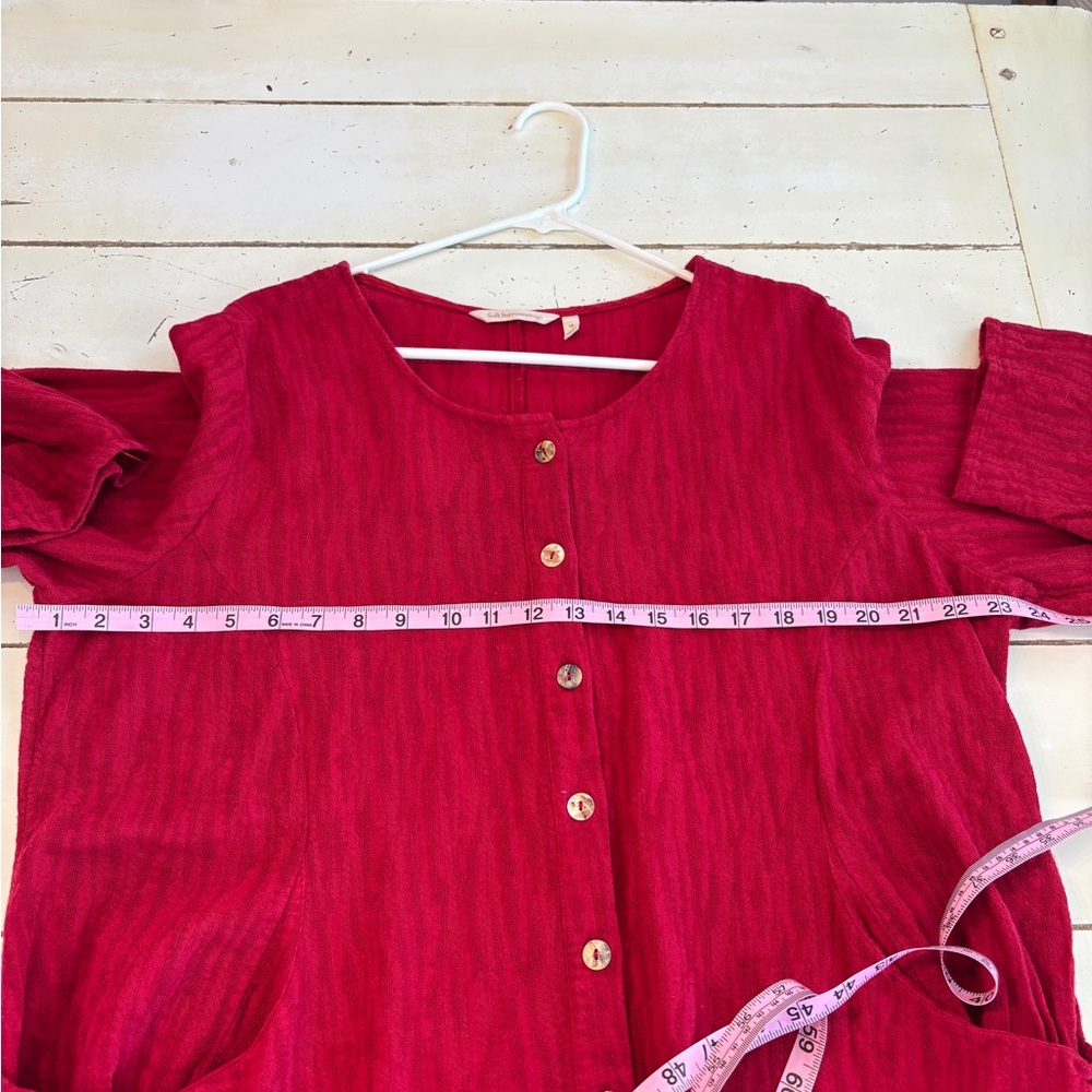 Soft Surroundings Ellis Tunic Top Women’s 1X Red Button Up Cotton Gauze - Picture 6 of 9